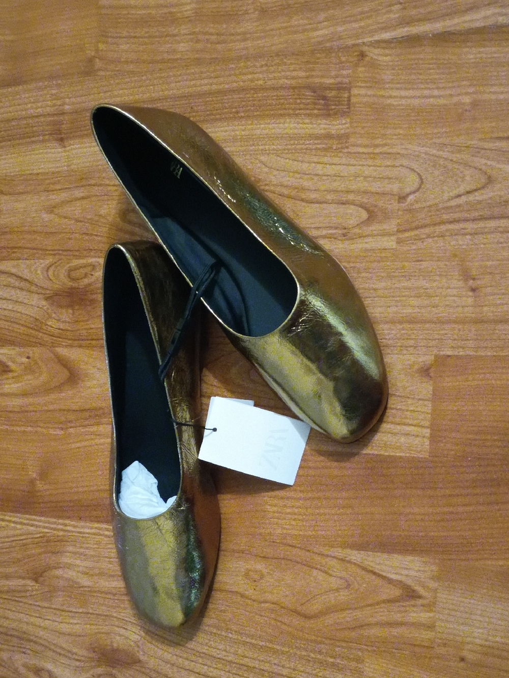 Zara Metallic Gold Ballet Flats